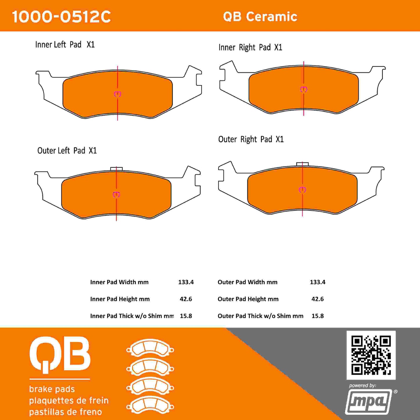 Quality-Built QB Ceramic Brake Pads 1000-0512C