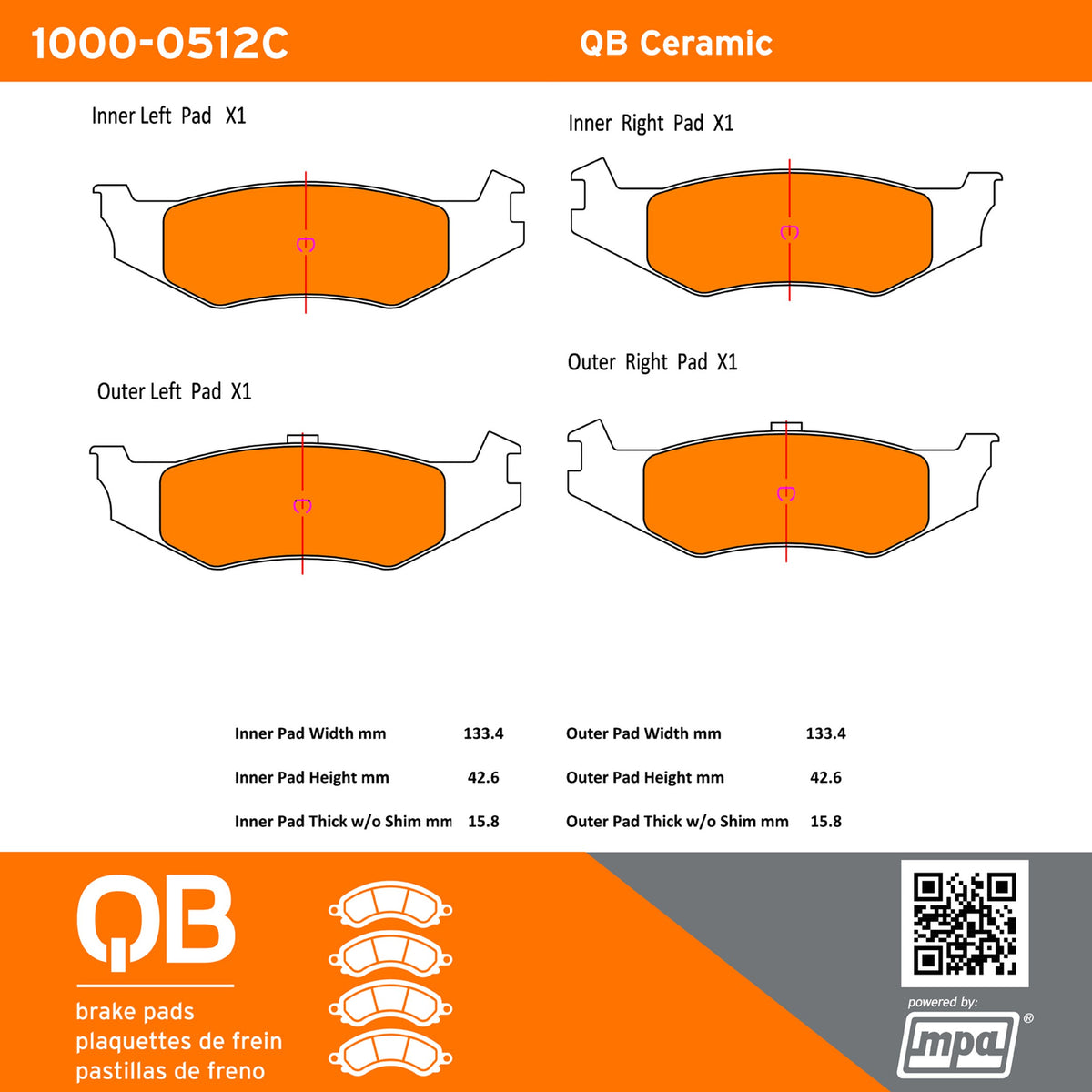 Quality-Built QB Ceramic Brake Pads 1000-0512C