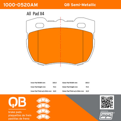 Quality-Built QB Semi-Metallic Brake Pads 1000-0520AM