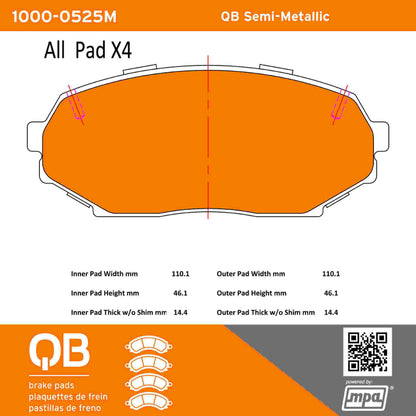 Quality-Built QB Semi-Metallic Brake Pads 1000-0525M