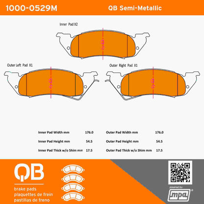 Quality-Built QB Semi-Metallic Brake Pads 1000-0529M