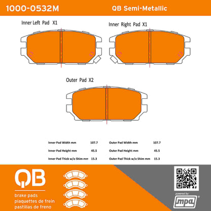 Quality-Built QB Semi-Metallic Brake Pads 1000-0532M