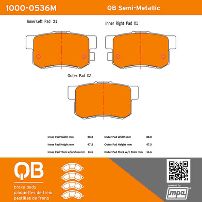 Quality-Built QB Semi-Metallic Brake Pads 1000-0536M