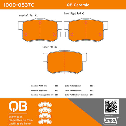 Quality-Built QB Ceramic Brake Pads 1000-0537C