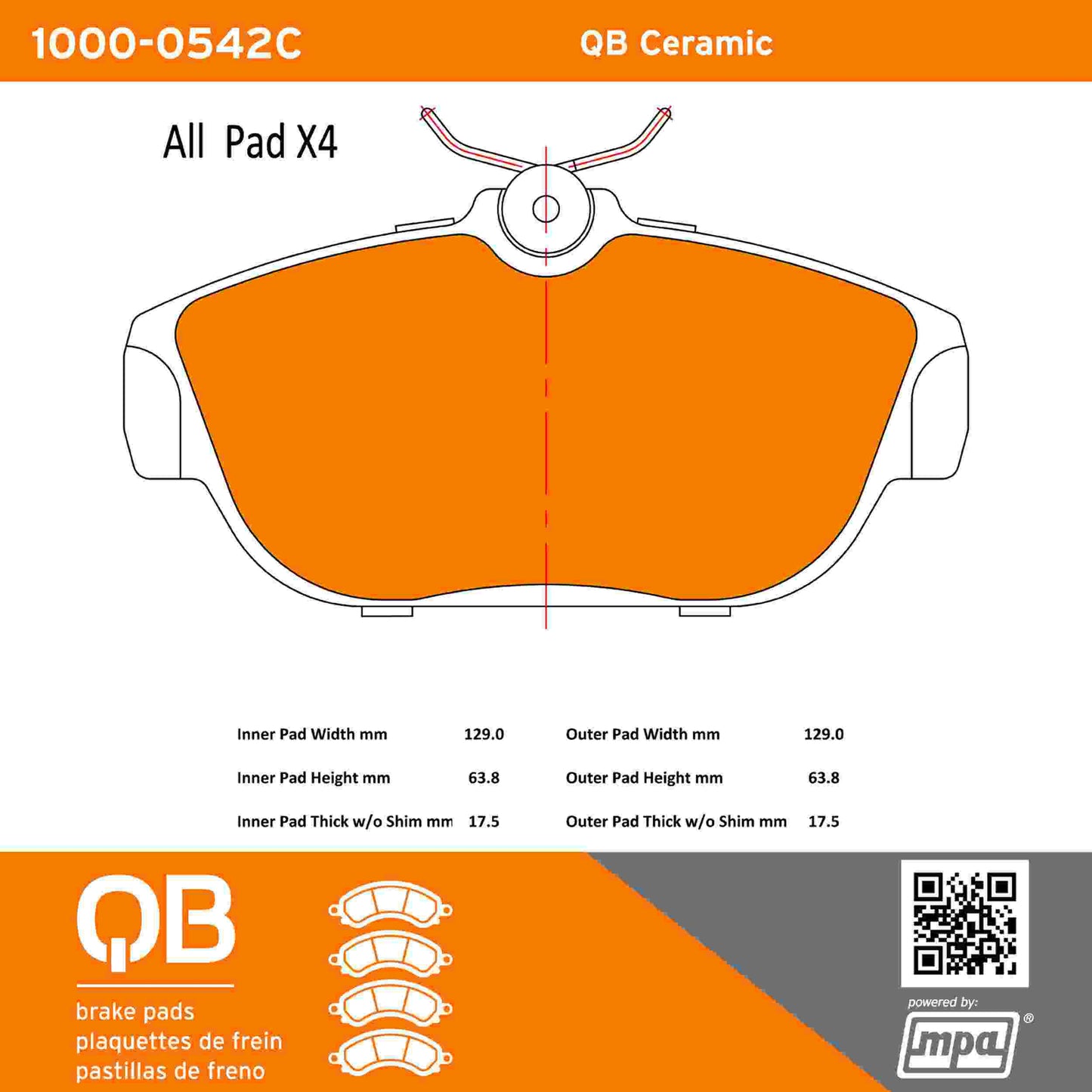 Quality-Built QB Ceramic Brake Pads 1000-0542C