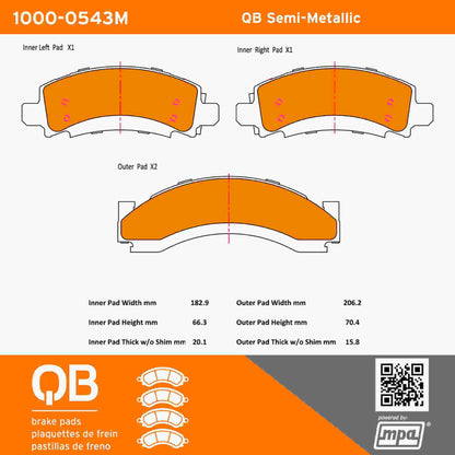 Quality-Built QB Semi-Metallic Brake Pads 1000-0543M