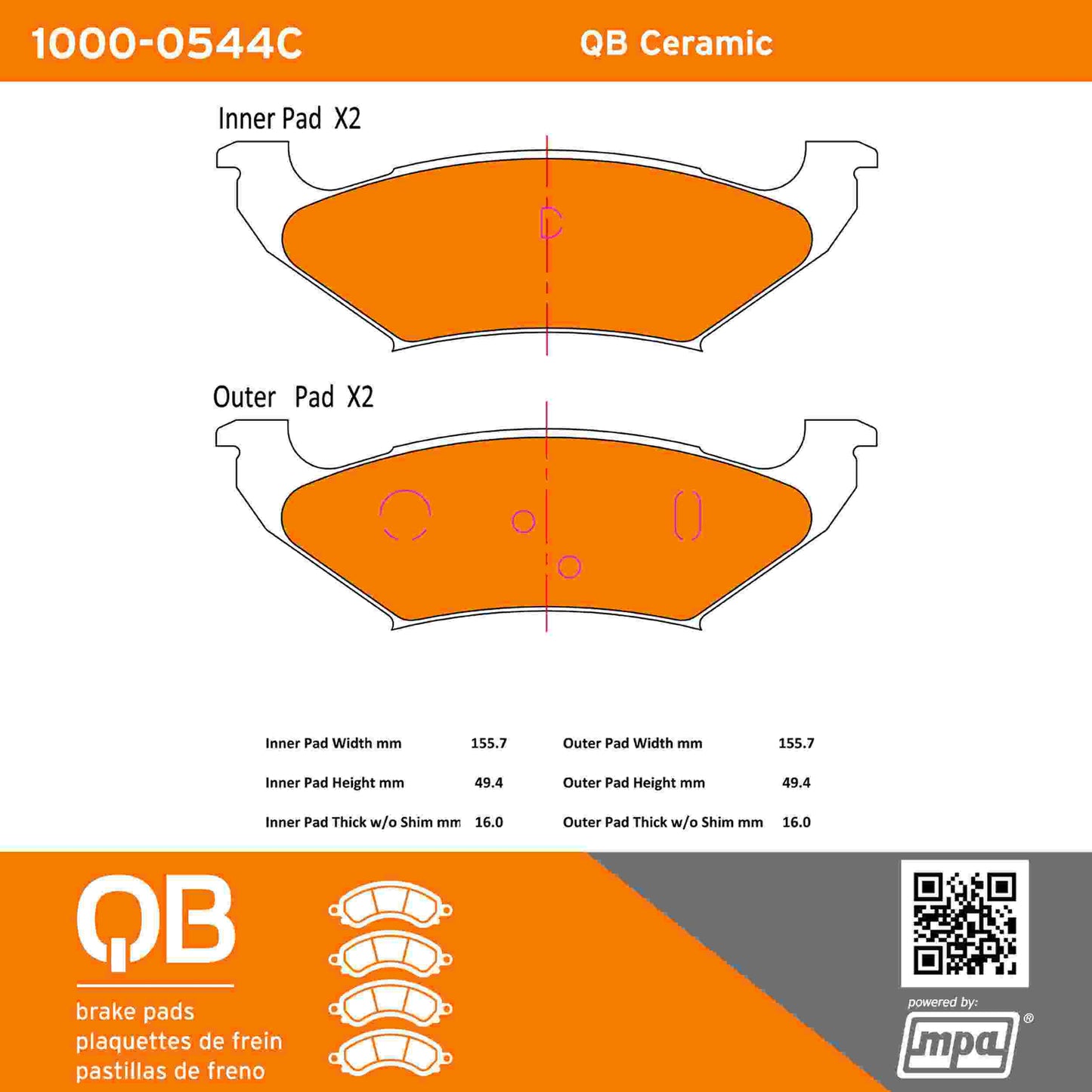 Quality-Built QB Ceramic Brake Pads 1000-0544C