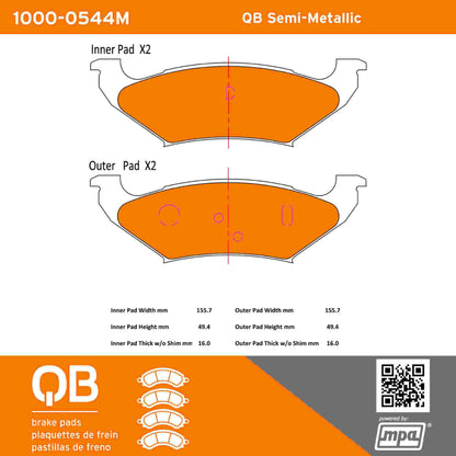 Quality-Built QB Semi-Metallic Brake Pads 1000-0544M