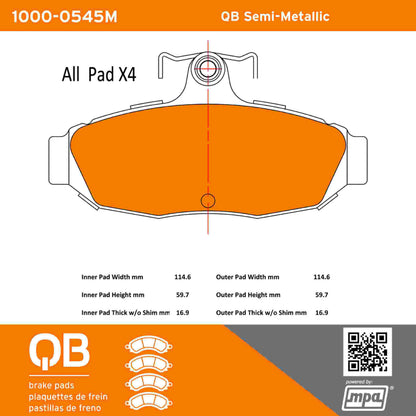 Quality-Built QB Semi-Metallic Brake Pads 1000-0545M