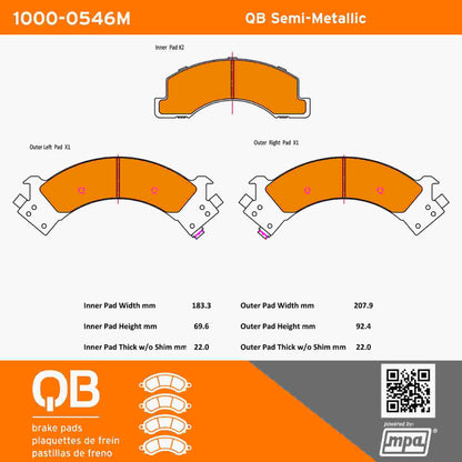 Quality-Built QB Semi-Metallic Brake Pads 1000-0546M