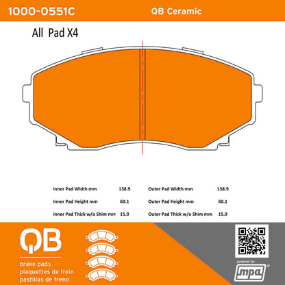 Quality-Built QB Ceramic Brake Pads 1000-0551C
