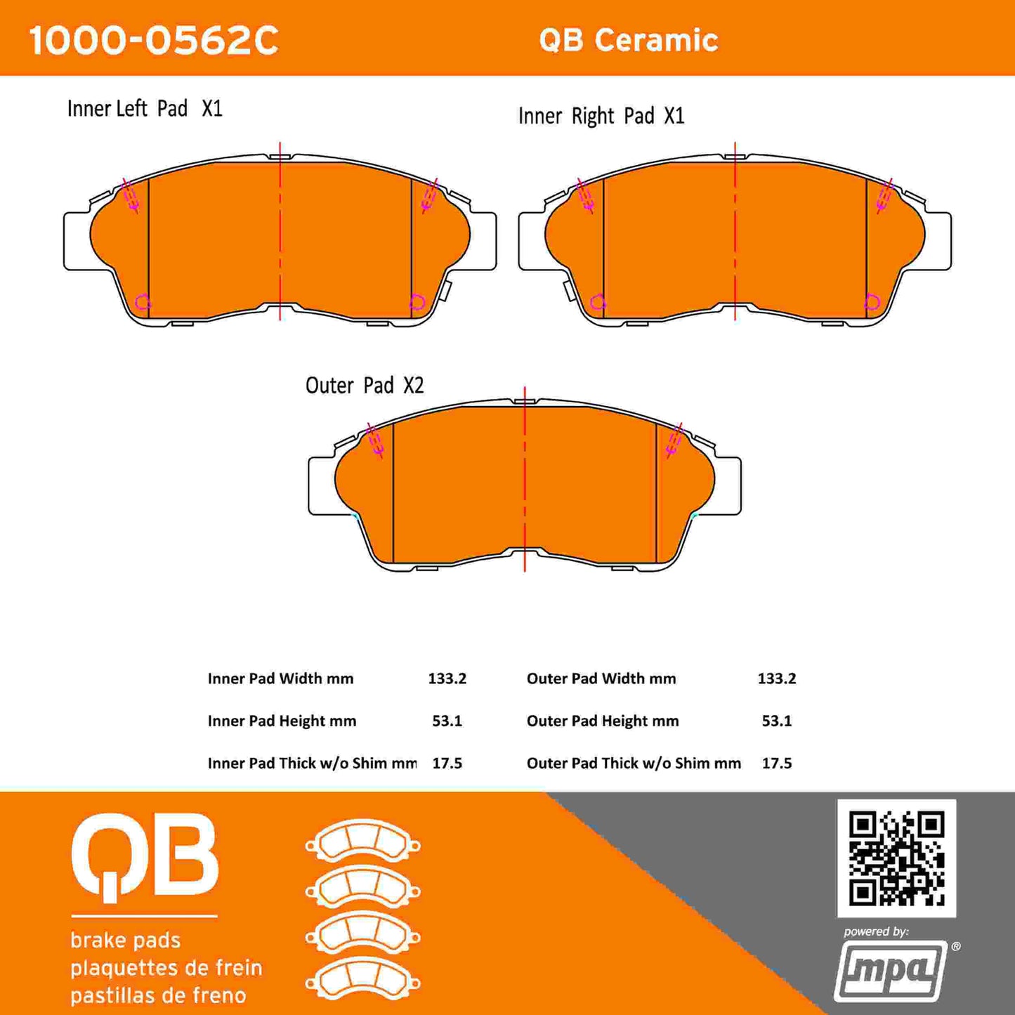 Quality-Built QB Ceramic Brake Pads 1000-0562C
