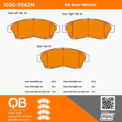 Quality-Built QB Semi-Metallic Brake Pads 1000-0562M