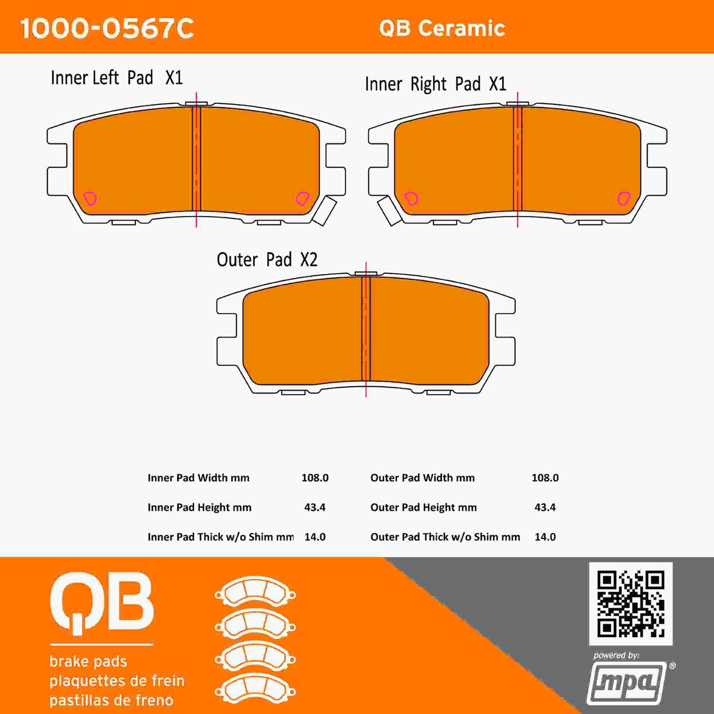 Quality-Built QB Ceramic Brake Pads 1000-0567C