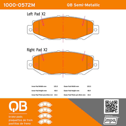 Quality-Built QB Semi-Metallic Brake Pads 1000-0572M