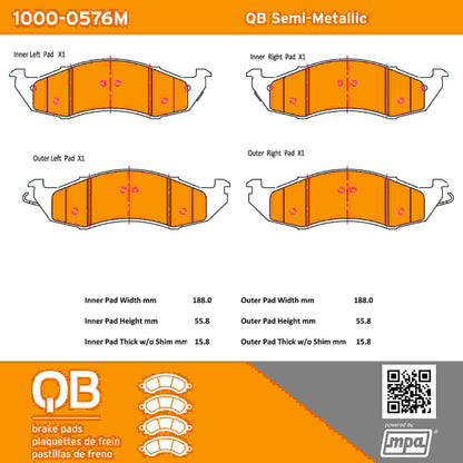 Quality-Built QB Semi-Metallic Brake Pads 1000-0576M