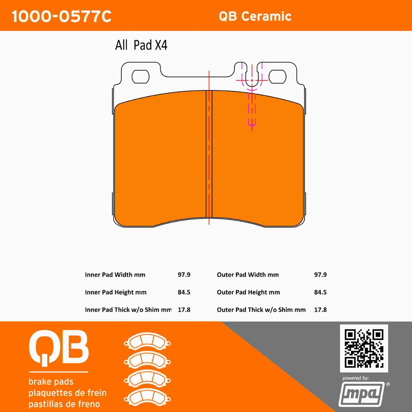 Quality-Built QB Ceramic Brake Pads 1000-0577C
