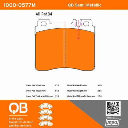 Quality-Built QB Semi-Metallic Brake Pads 1000-0577M