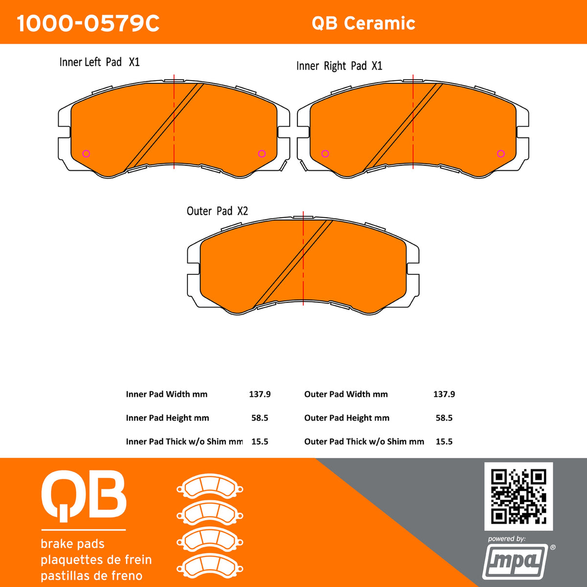 Quality-Built QB Ceramic Brake Pads 1000-0579C