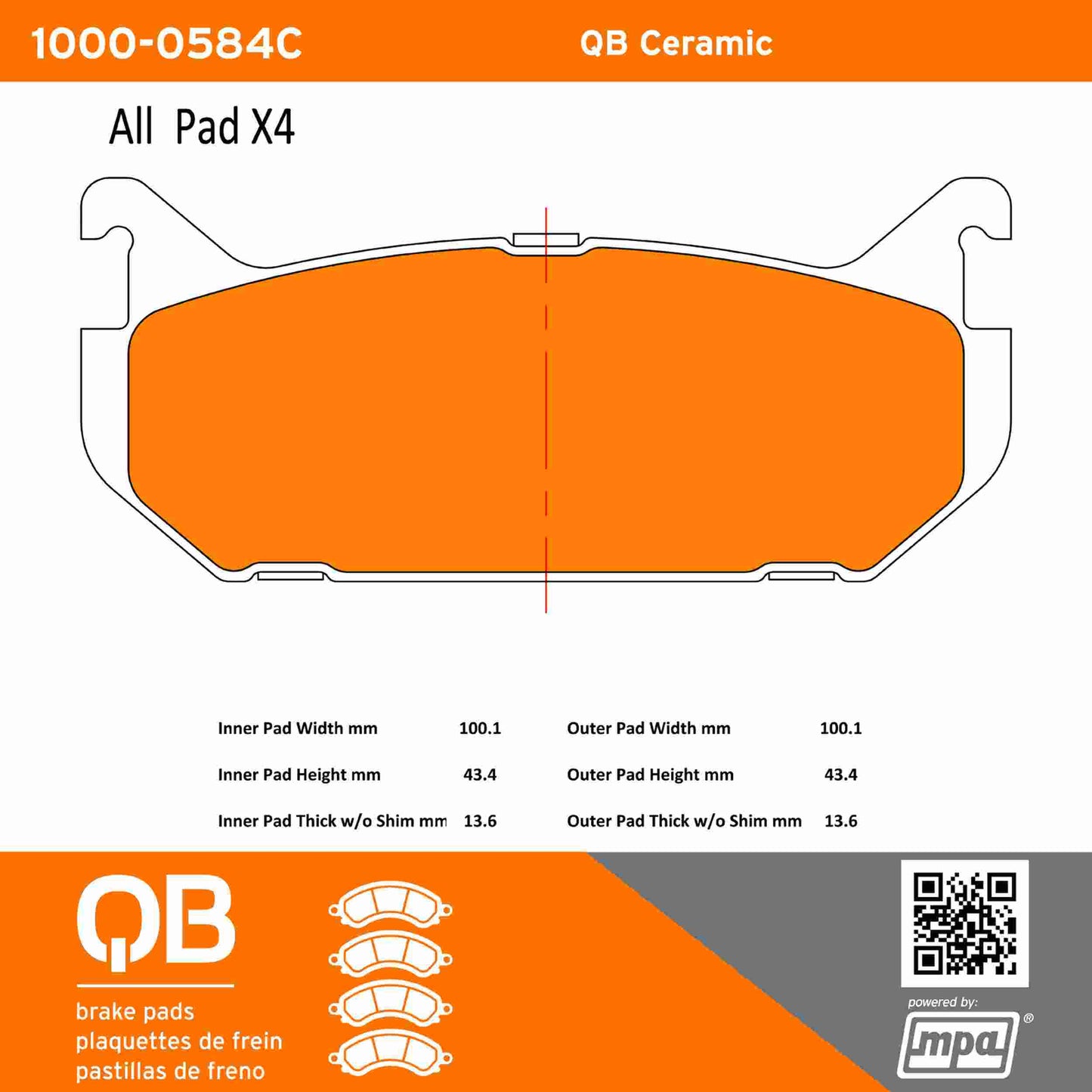 Quality-Built QB Ceramic Brake Pads 1000-0584C