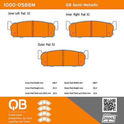 Quality-Built QB Semi-Metallic Brake Pads 1000-0588M