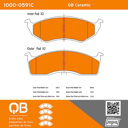 Quality-Built QB Ceramic Brake Pads 1000-0591C