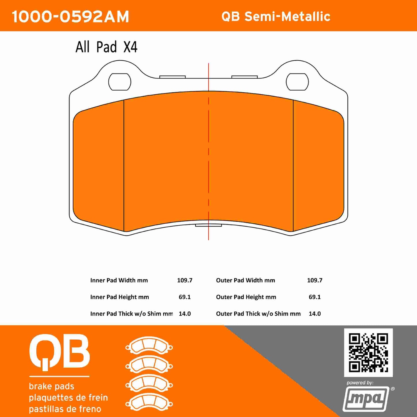 Quality-Built QB Semi-Metallic Brake Pads 1000-0592AM