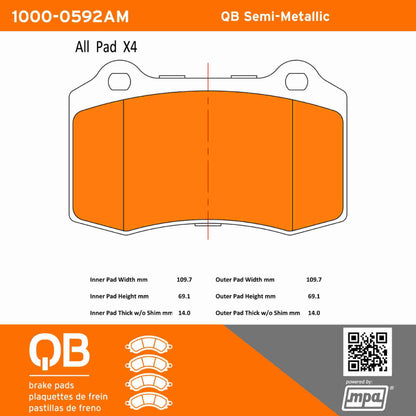 Quality-Built QB Semi-Metallic Brake Pads 1000-0592AM