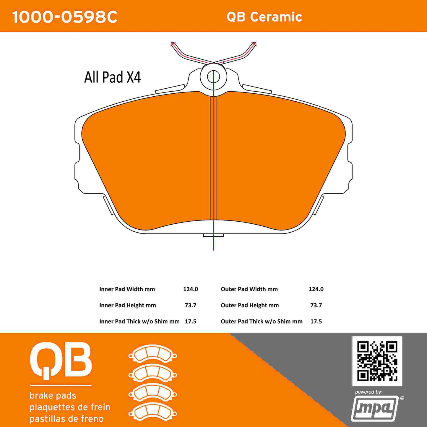 Quality-Built QB Ceramic Brake Pads 1000-0598C