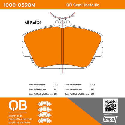 Quality-Built QB Semi-Metallic Brake Pads 1000-0598M