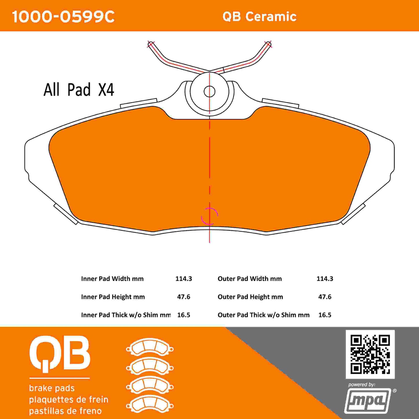 Quality-Built QB Ceramic Brake Pads 1000-0599C