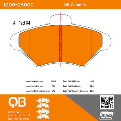 Quality-Built QB Ceramic Brake Pads 1000-0600C