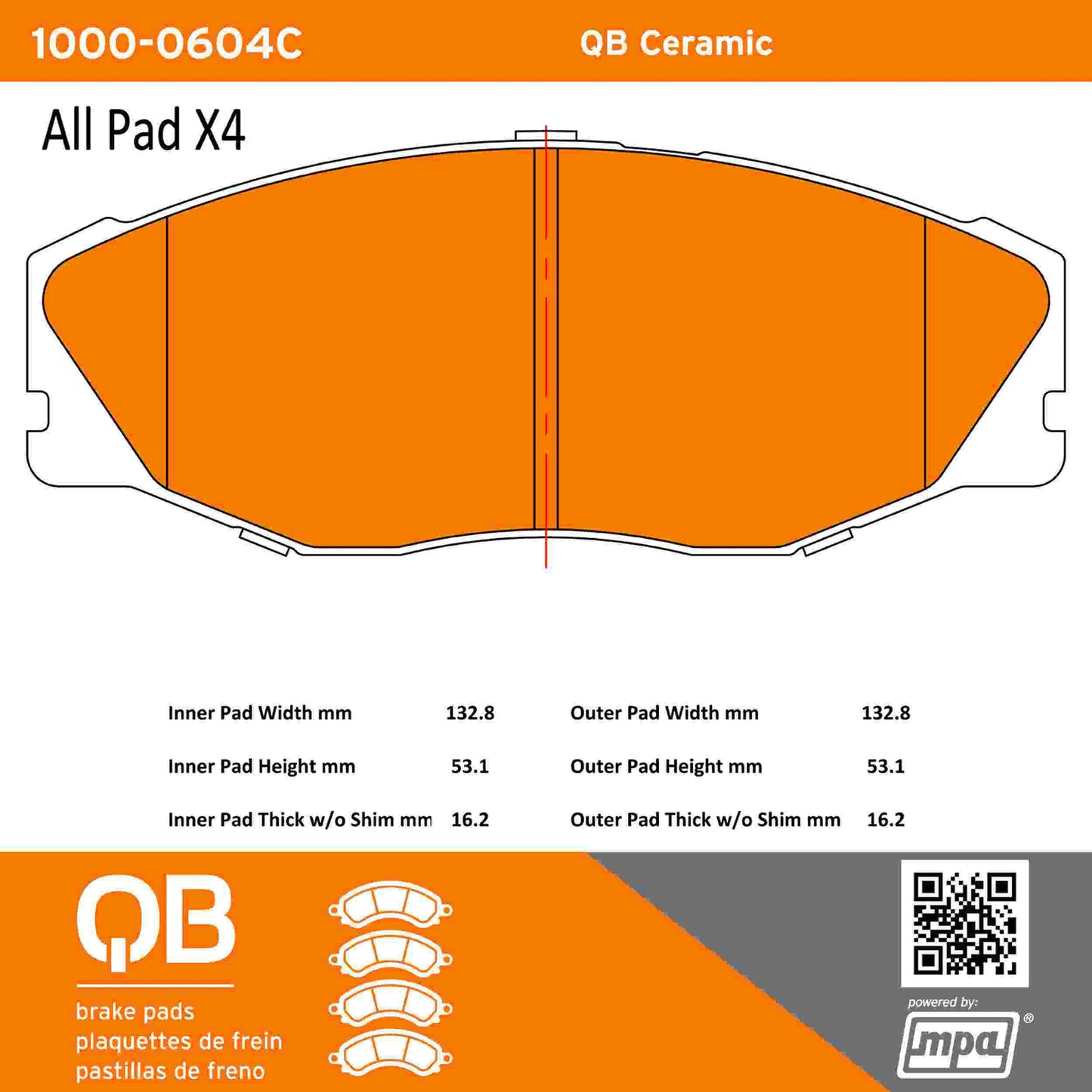 Quality-Built QB Ceramic Brake Pads 1000-0604C