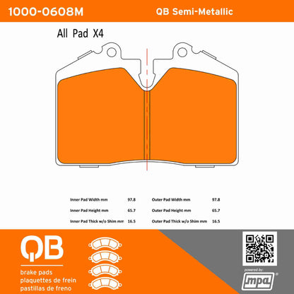 Quality-Built QB Semi-Metallic Brake Pads 1000-0608M