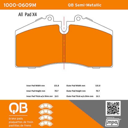Quality-Built QB Semi-Metallic Brake Pads 1000-0609M