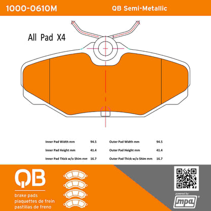 Quality-Built QB Semi-Metallic Brake Pads 1000-0610M