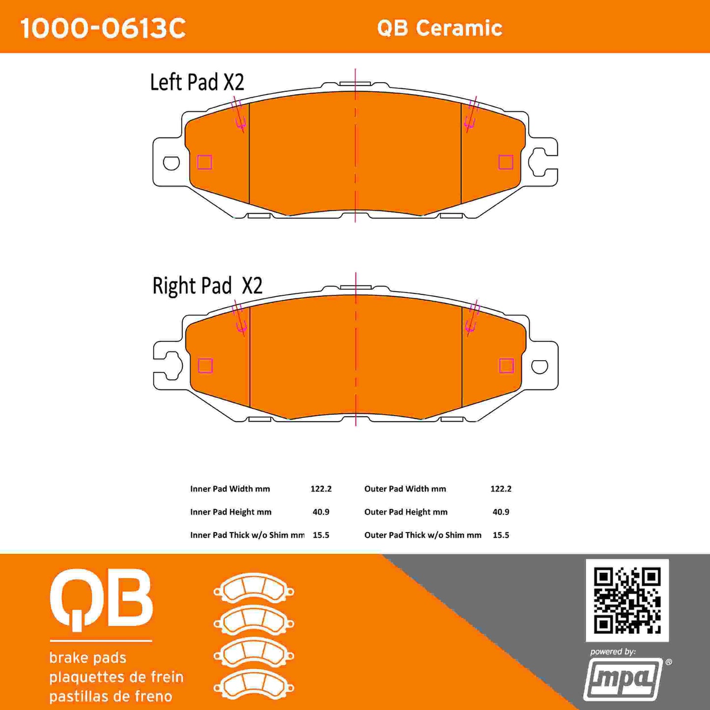 Quality-Built QB Ceramic Brake Pads 1000-0613C