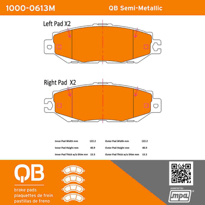 Quality-Built QB Semi-Metallic Brake Pads 1000-0613M