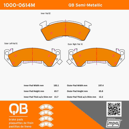 Quality-Built QB Semi-Metallic Brake Pads 1000-0614M