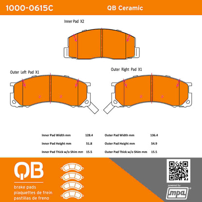 Quality-Built QB Ceramic Brake Pads 1000-0615C