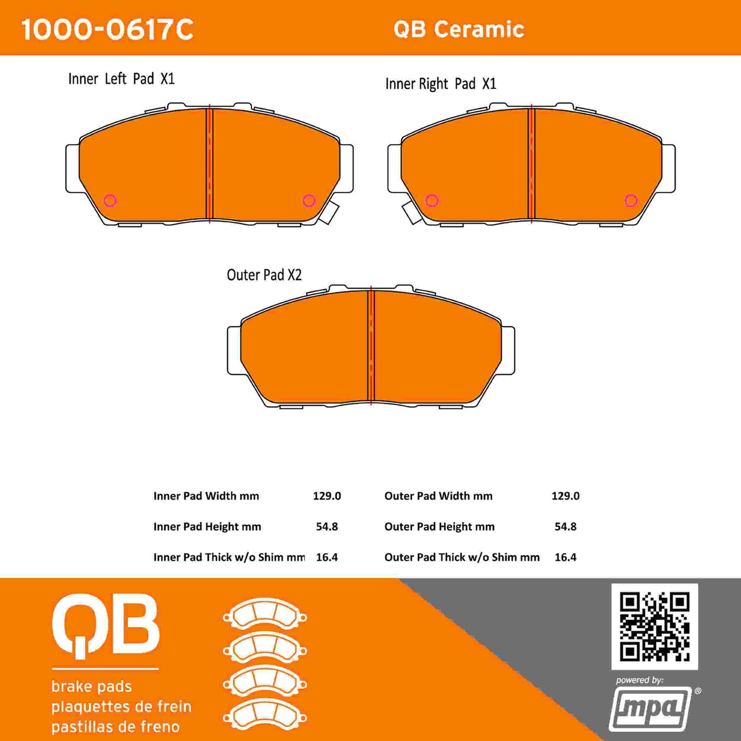 Quality-Built QB Ceramic Brake Pads 1000-0617C