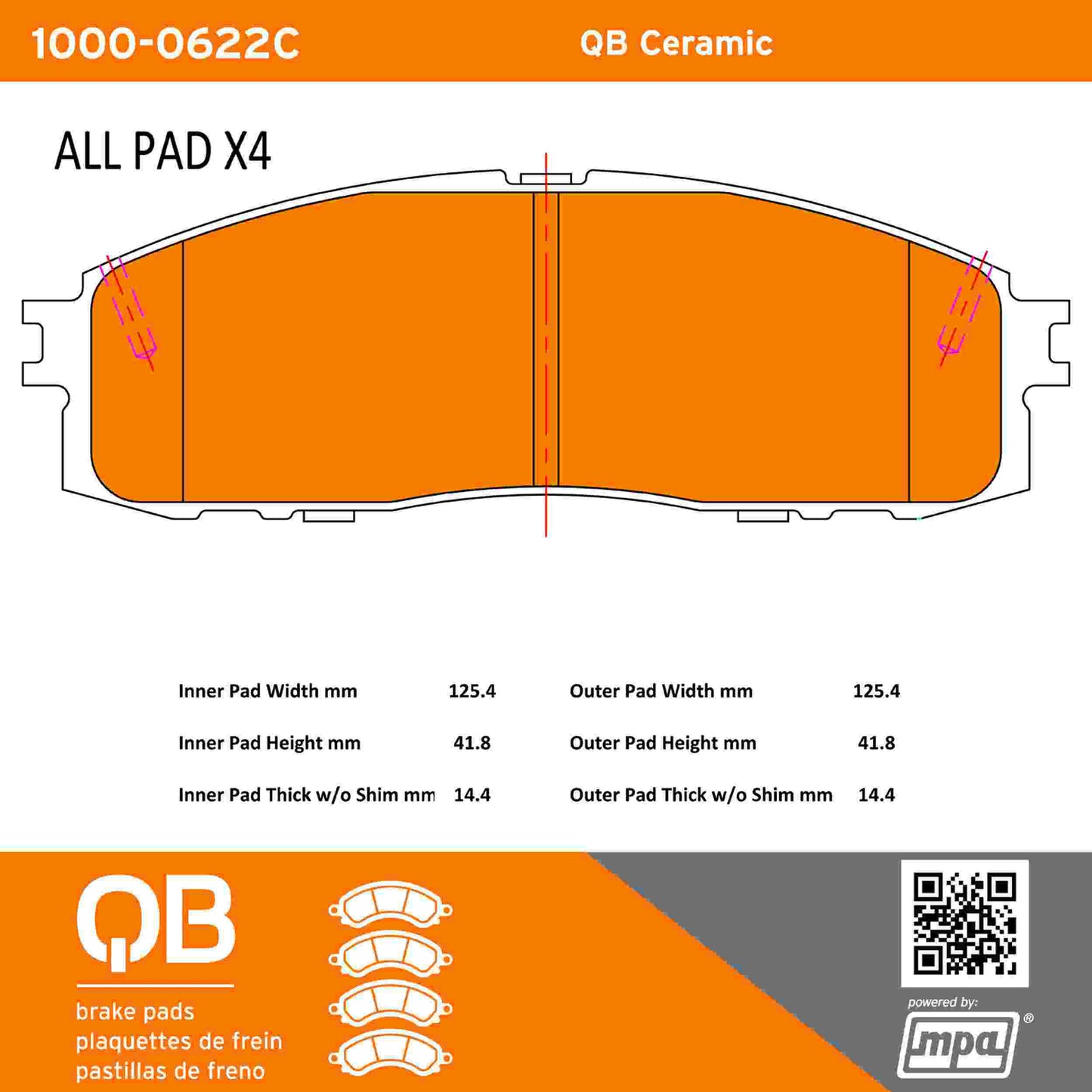 Quality-Built QB Ceramic Brake Pads 1000-0622C