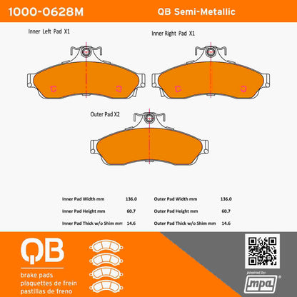 Quality-Built QB Semi-Metallic Brake Pads 1000-0628M