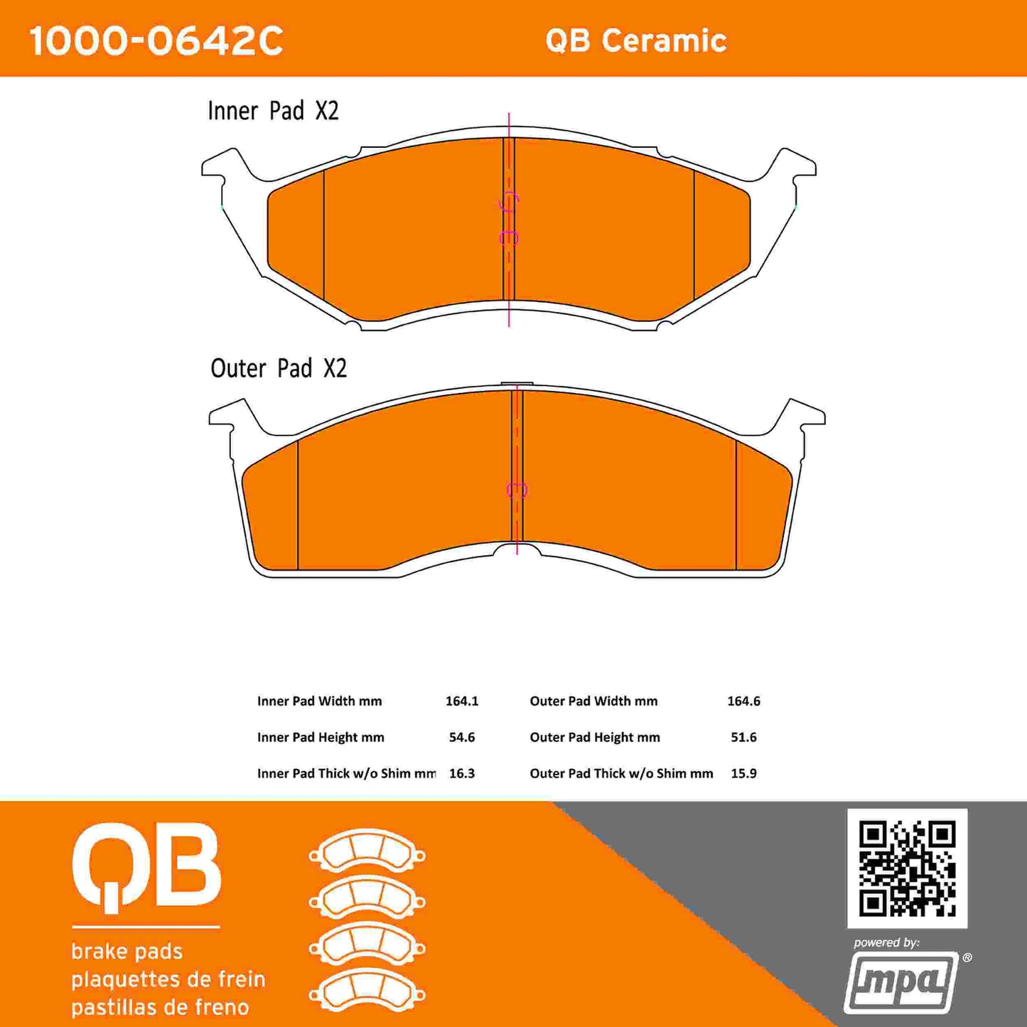 Quality-Built QB Ceramic Brake Pads 1000-0642C