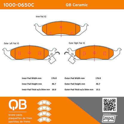 Quality-Built QB Ceramic Brake Pads 1000-0650C