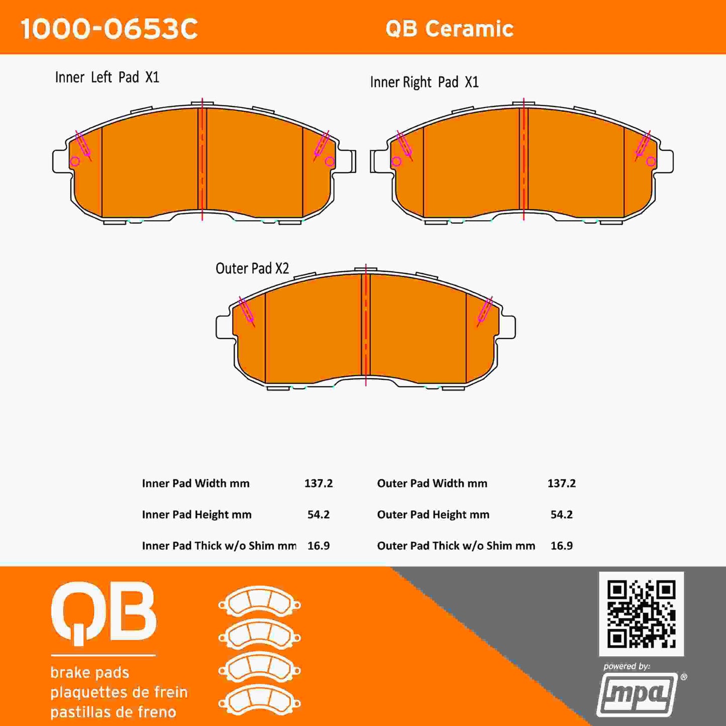 Quality-Built QB Ceramic Brake Pads 1000-0653C