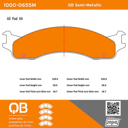 Quality-Built QB Semi-Metallic Brake Pads 1000-0655M