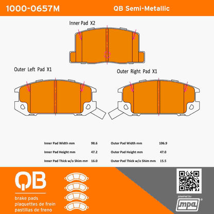 Quality-Built QB Semi-Metallic Brake Pads 1000-0657M