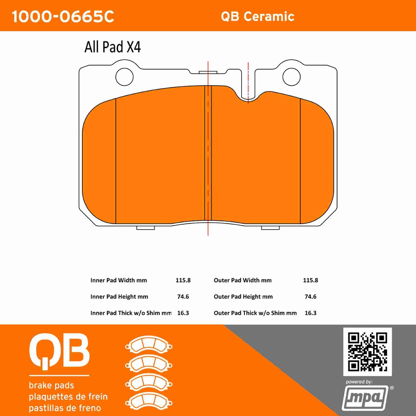 Quality-Built QB Ceramic Brake Pads 1000-0665C