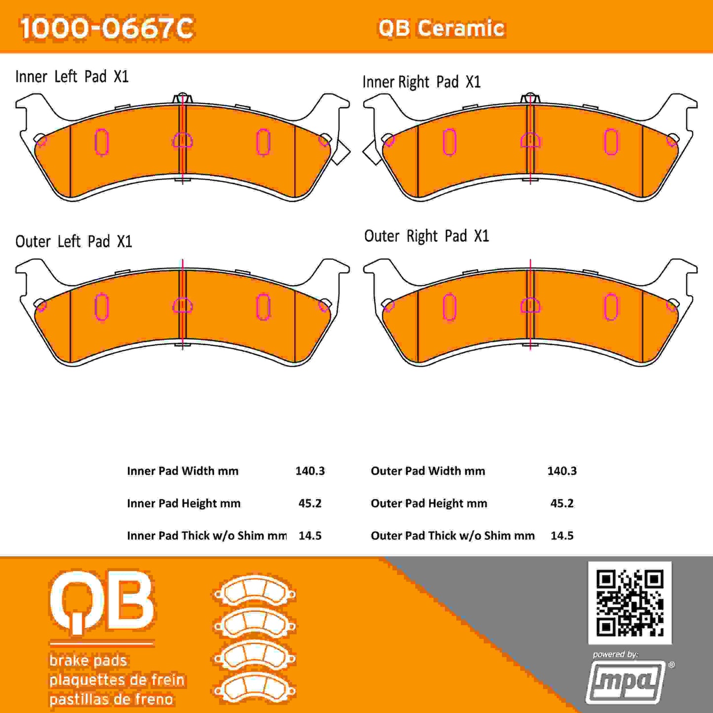Quality-Built QB Ceramic Brake Pads 1000-0667C